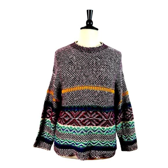 Easel Sweater Crew Neck Soft Fuzzy Knit Oversize Multi Color Women’s Size XL - Picture 1 of 13